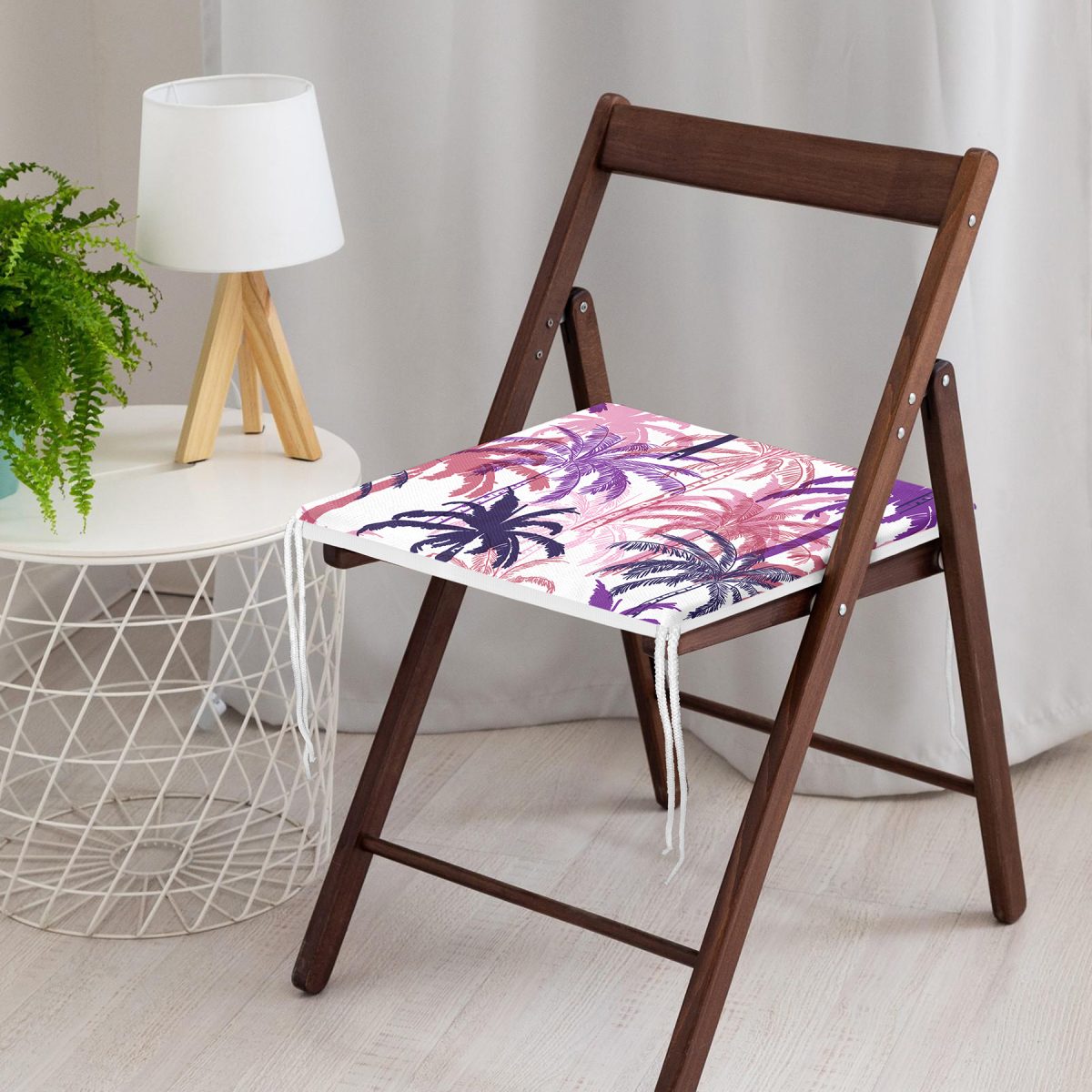 Pudra Renkler Ananas Desenli Özel Tasarım Fermuarlı Sandalye Minderi Realhomes