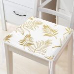 Altın Detaylı 3D Yaprak Desenli Modern Fermuarlı Sandalye Minderi Realhomes