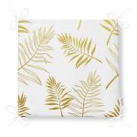 Altın Detaylı 3D Yaprak Desenli Modern Fermuarlı Sandalye Minderi Realhomes