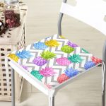 Gri Zigzag Desenli Ananaslar Modern Fermuarlı Sandalye Minderi Realhomes