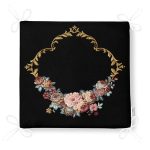 Siyah Zeminde Otantik Çiçekler Özel Tasarım Fermuarlı Sandalye Minderi Realhomes