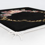 Siyah Zeminde Otantik Çiçekler Özel Tasarım Fermuarlı Sandalye Minderi Realhomes