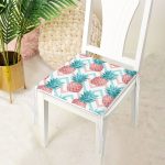 Renkli Zeminli Ananaslar Özel Tasarım Fermuarlı Sandalye Minderi Realhomes