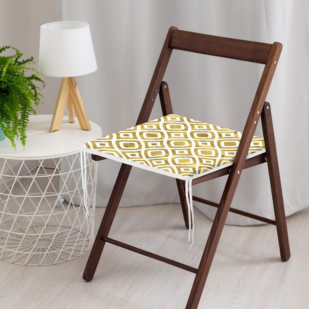 Geometrik Şekilli Altın Detaylı Modern Fermuarlı Sandalye Minderi Realhomes