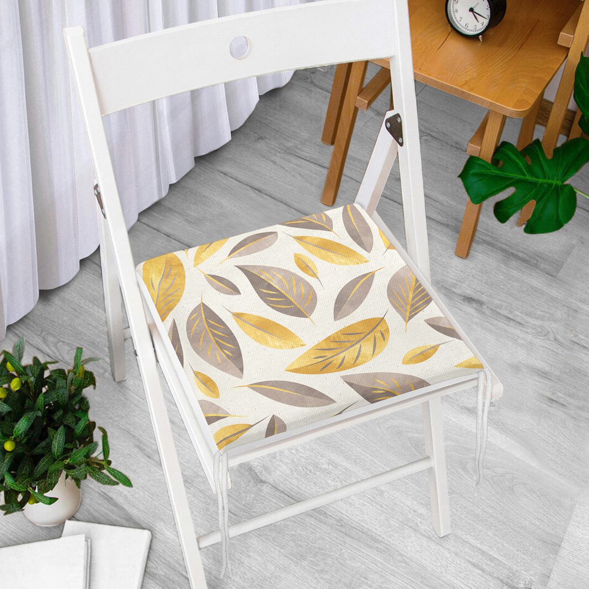 Renkli Sonbahar Yaprakları Özel Tasarımlı Modern Fermuarlı Sandalye Minderi Realhomes
