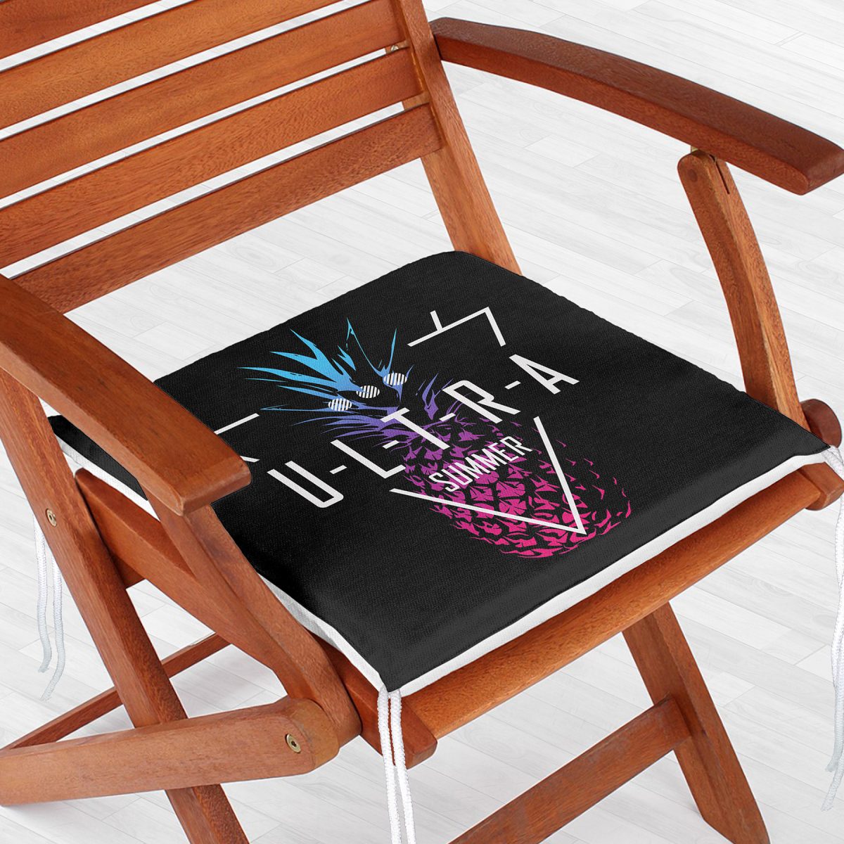 Siyah Zeminli Ultra Summer Tasarımlı Modern Fermuarlı Sandalye Minderi Realhomes