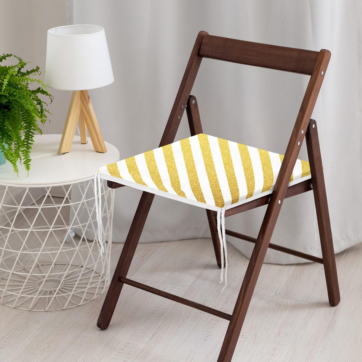 Modern Altın Çizgiler Özel Tasarımlı Fermuarlı Sandalye Minderi Realhomes