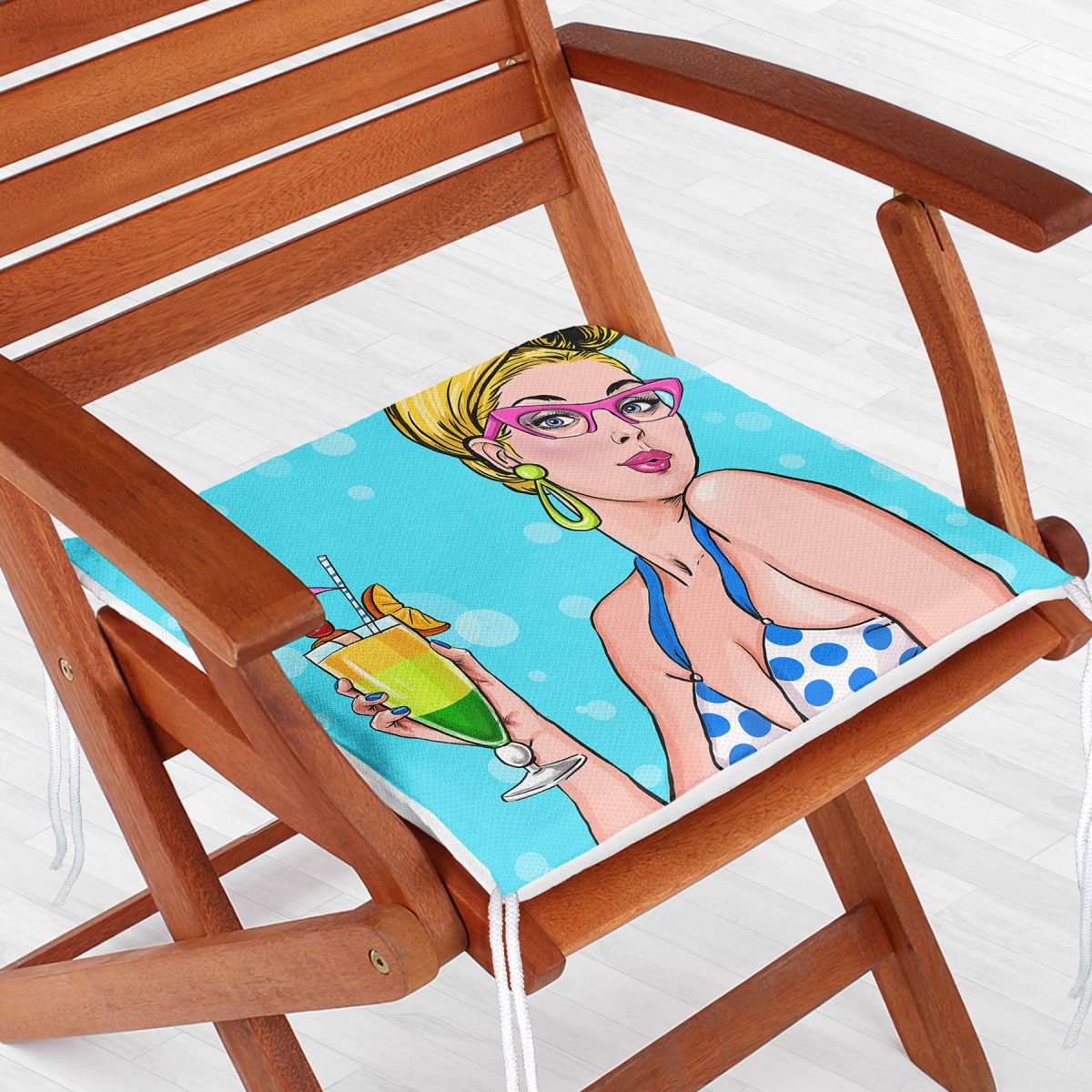 Pop Art Girl Özel Tasarım Dekoratif Fermuarlı Sandalye Minderi Realhomes