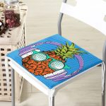 Mavi Zeminli Tropikal Ananas Tasarımlı Fermuarlı Sandalye Minderi Realhomes