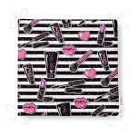 Siyah Çizgili Popart Makeup Desenli Dekoratif Fermuarlı Sandalye Minderi Realhomes