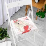 Çizgili Grl Power Desenli Dijital Baskılı Dekoratif Fermuarlı Sandalye Minderi Realhomes
