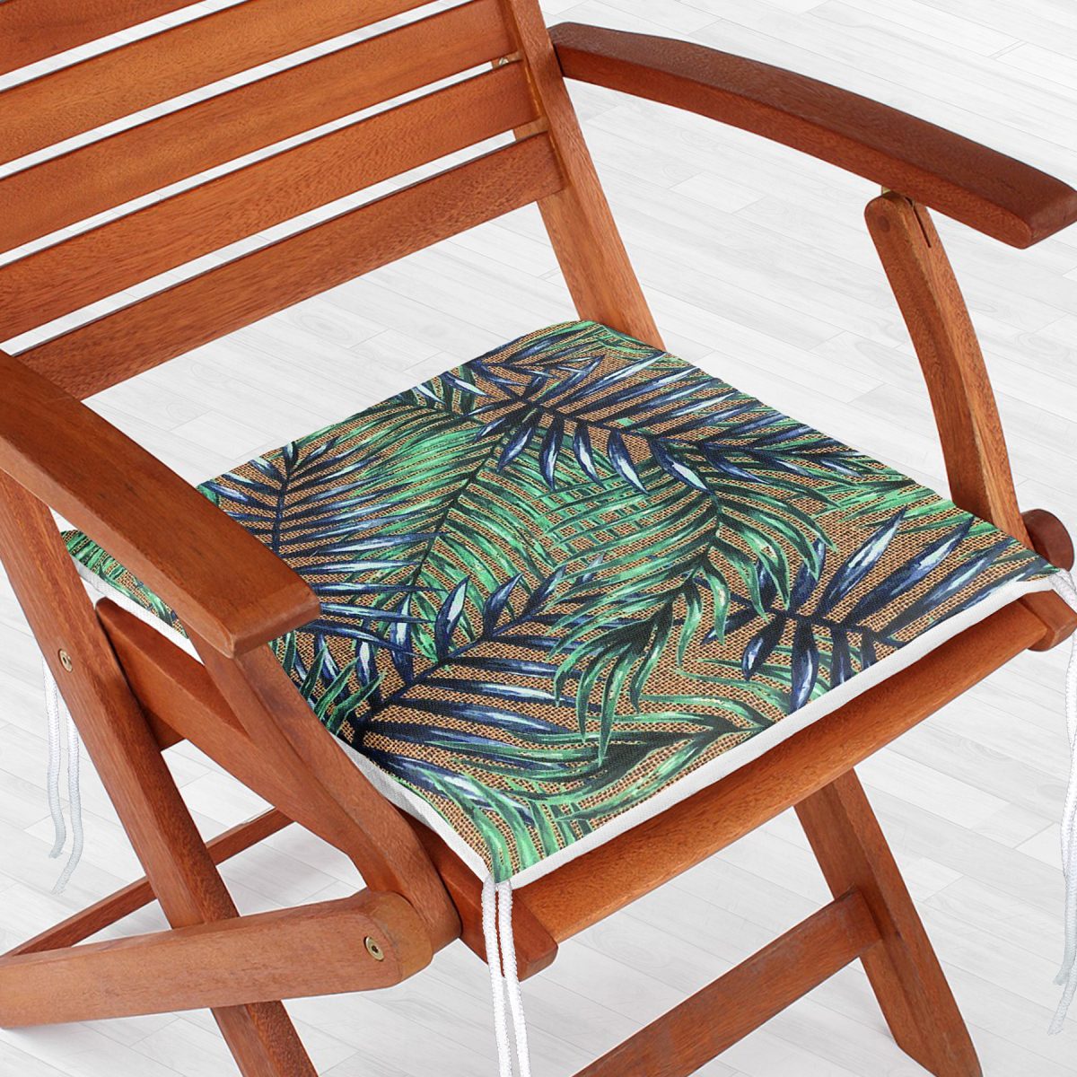 Çuval Zeminde Renkli Yapraklar Desenli Dekoratif Fermuarlı Sandalye Minderi Realhomes