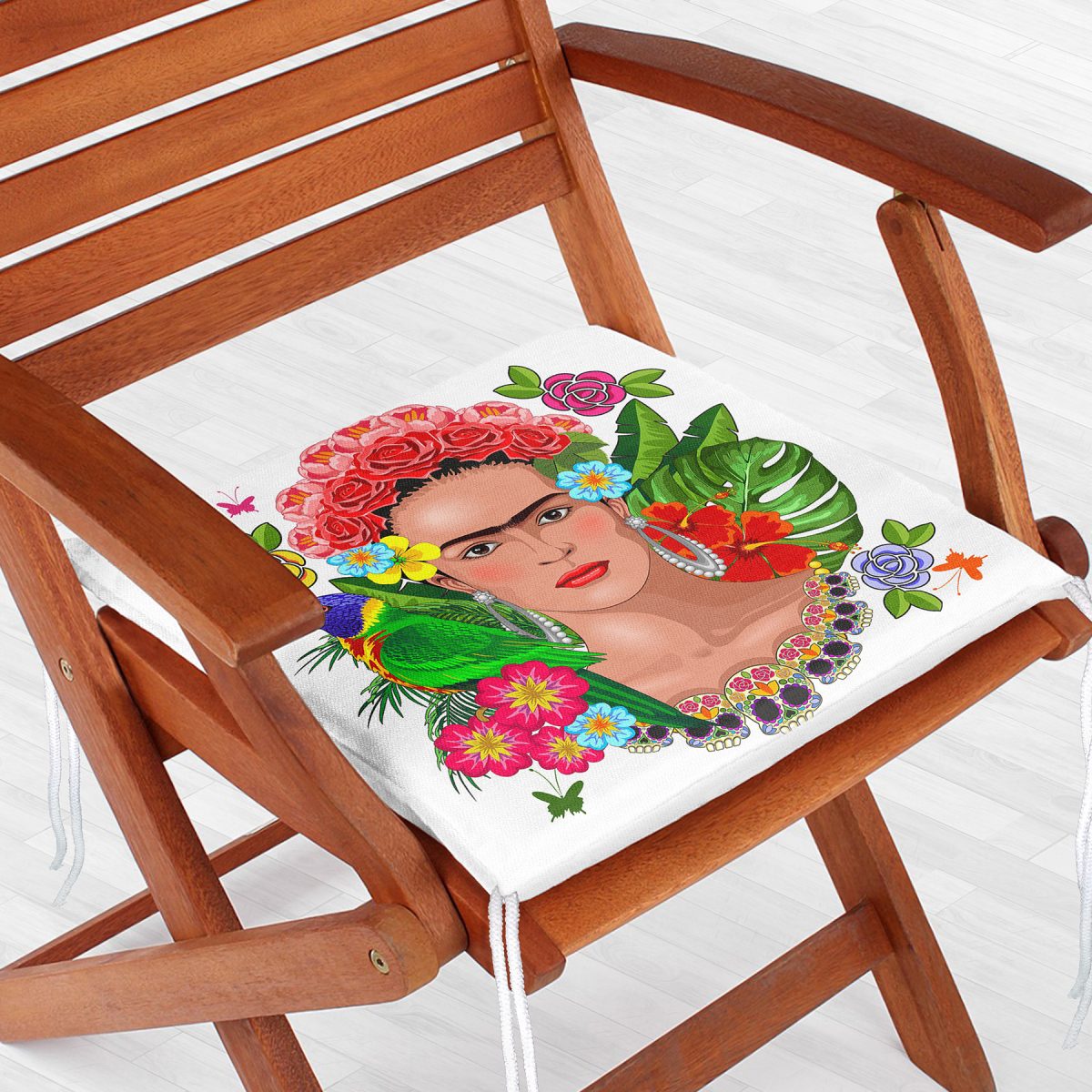 Özel Tasarım Frida Kahlo Tasarımlı Dekoratif Fermuarlı Sandalye Minderi Realhomes