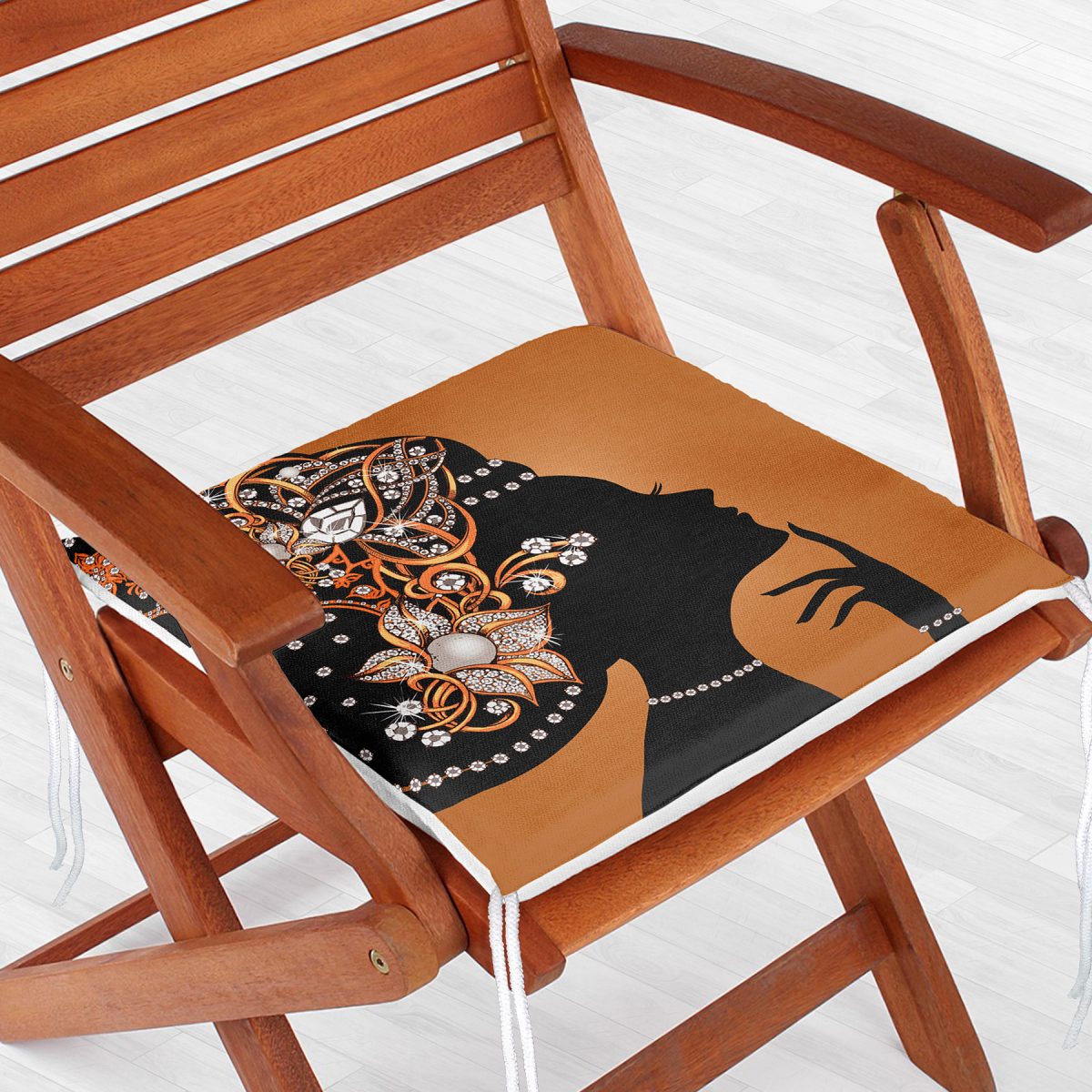 Zerafet Turuncu Zeminli Özel Tasarım Dekoratif Fermuarlı Sandalye Minderi Realhomes