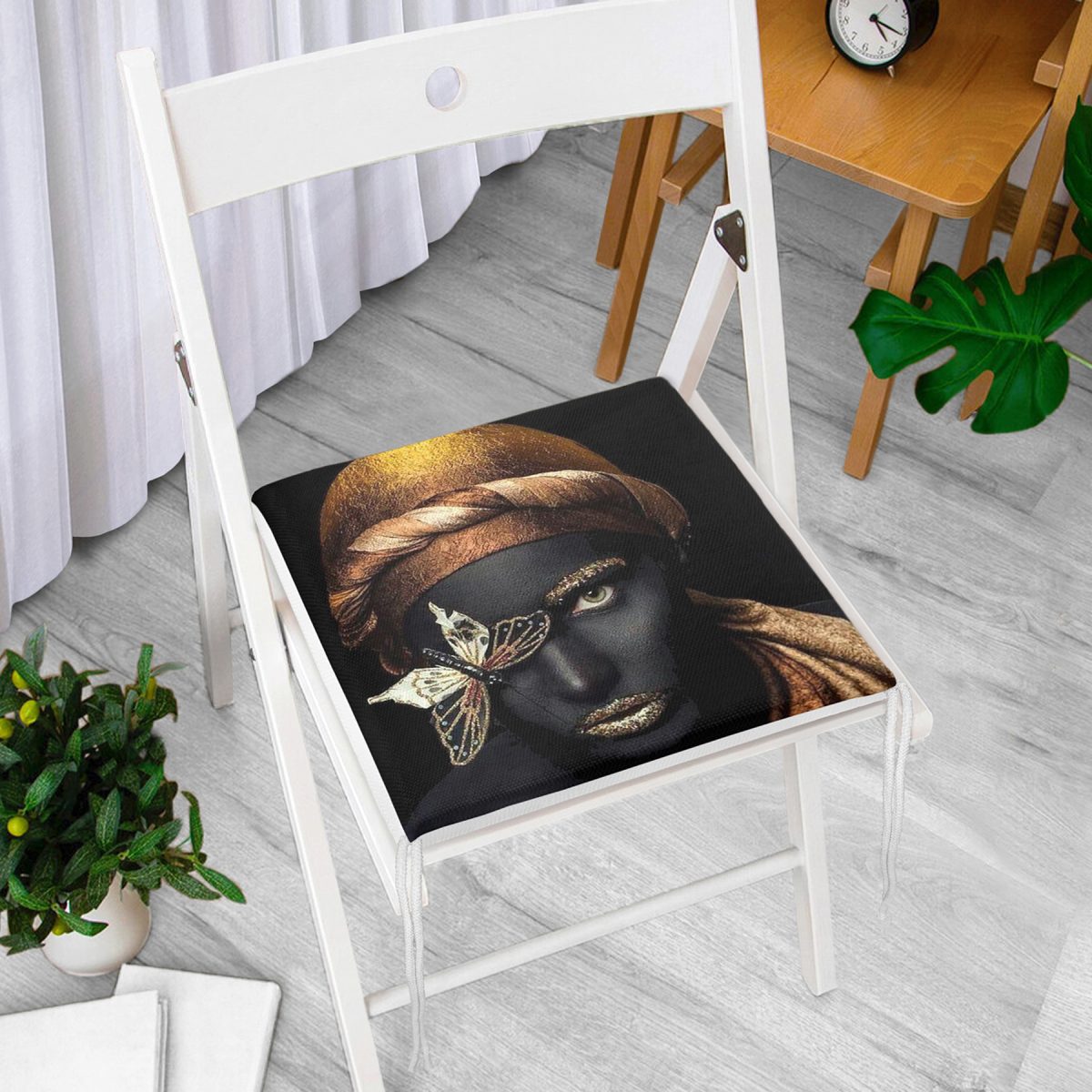 Gold Siyahı Kadın Özel Tasarımlı dekoratif Fermuarlı Sandalye Minderi Realhomes