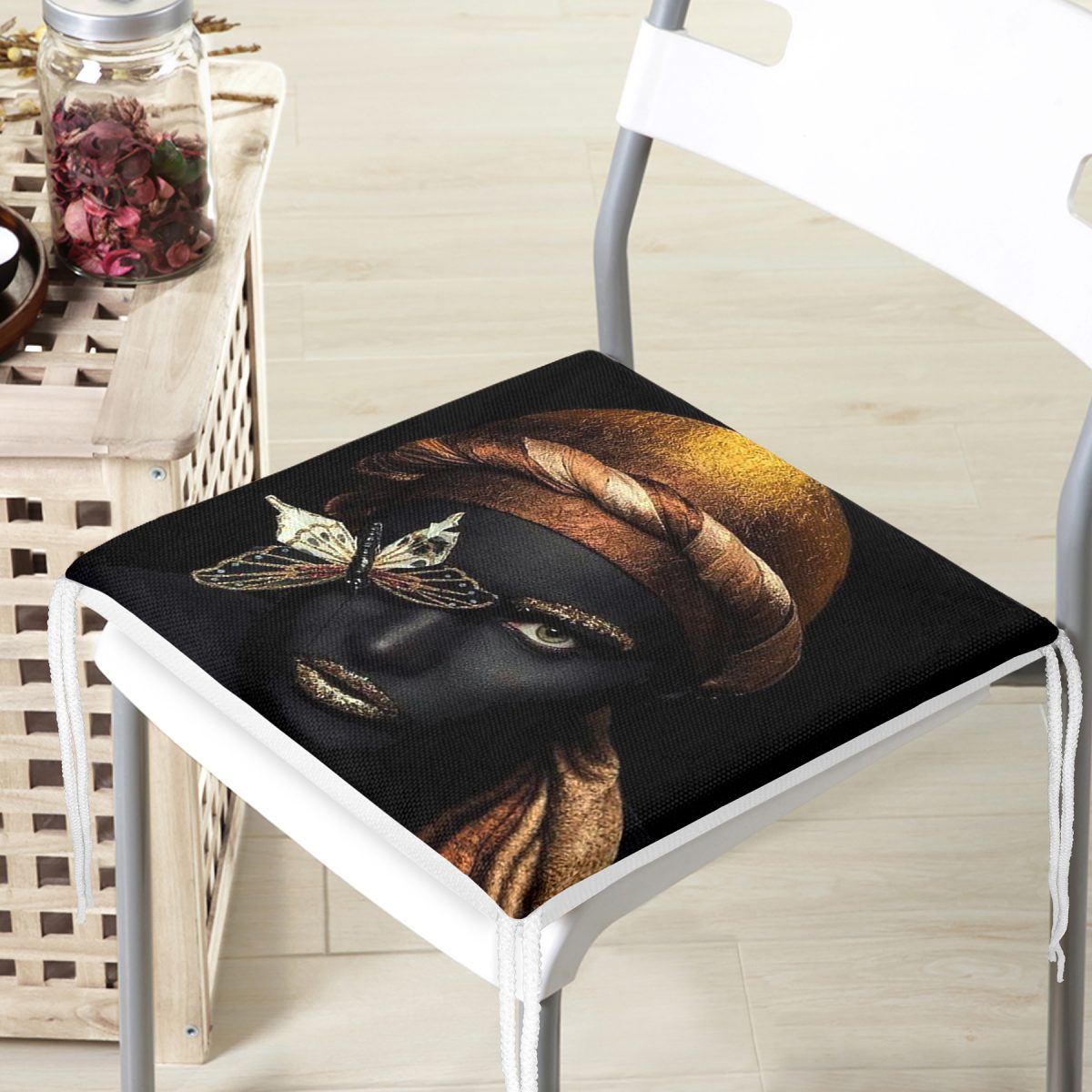Gold Siyahı Kadın Özel Tasarımlı dekoratif Fermuarlı Sandalye Minderi Realhomes