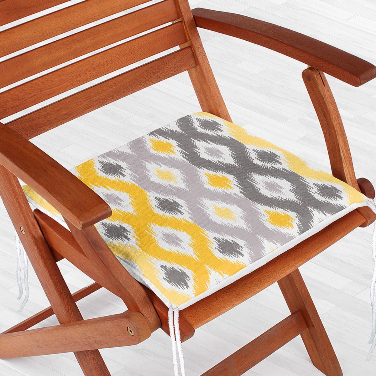 Sarı Gri Zigzag Desenli Modern Tasarımlı Dekoratif Fermuarlı Sandalye Minderi Realhomes