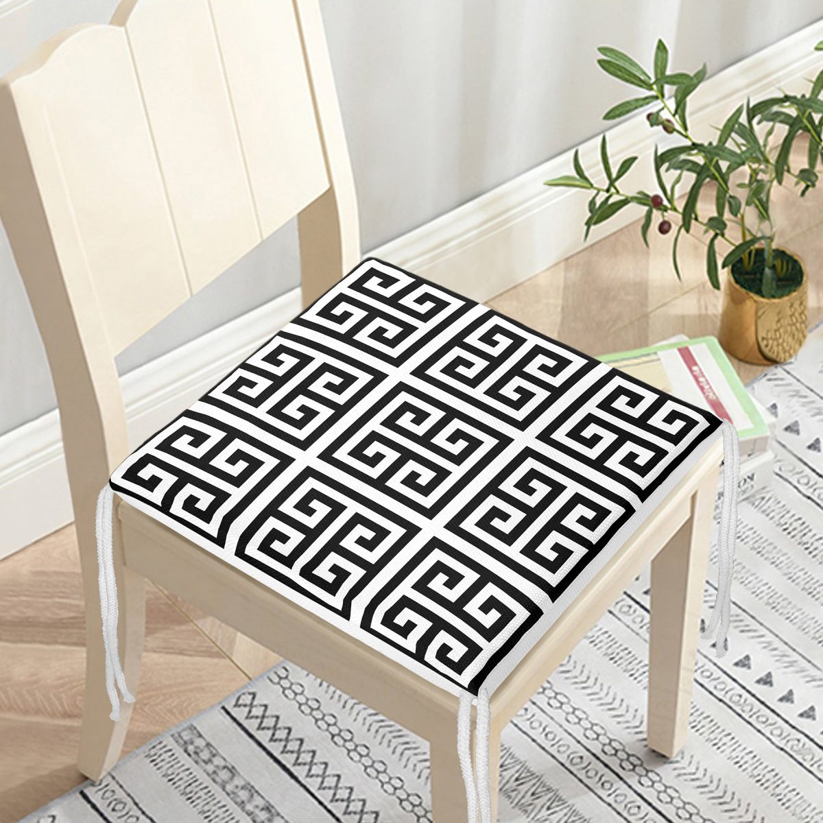 Özel Tasarım Crafts Motifli Dijital Baskılı Dekoratif Fermuarlı Sandalye Minderi Realhomes