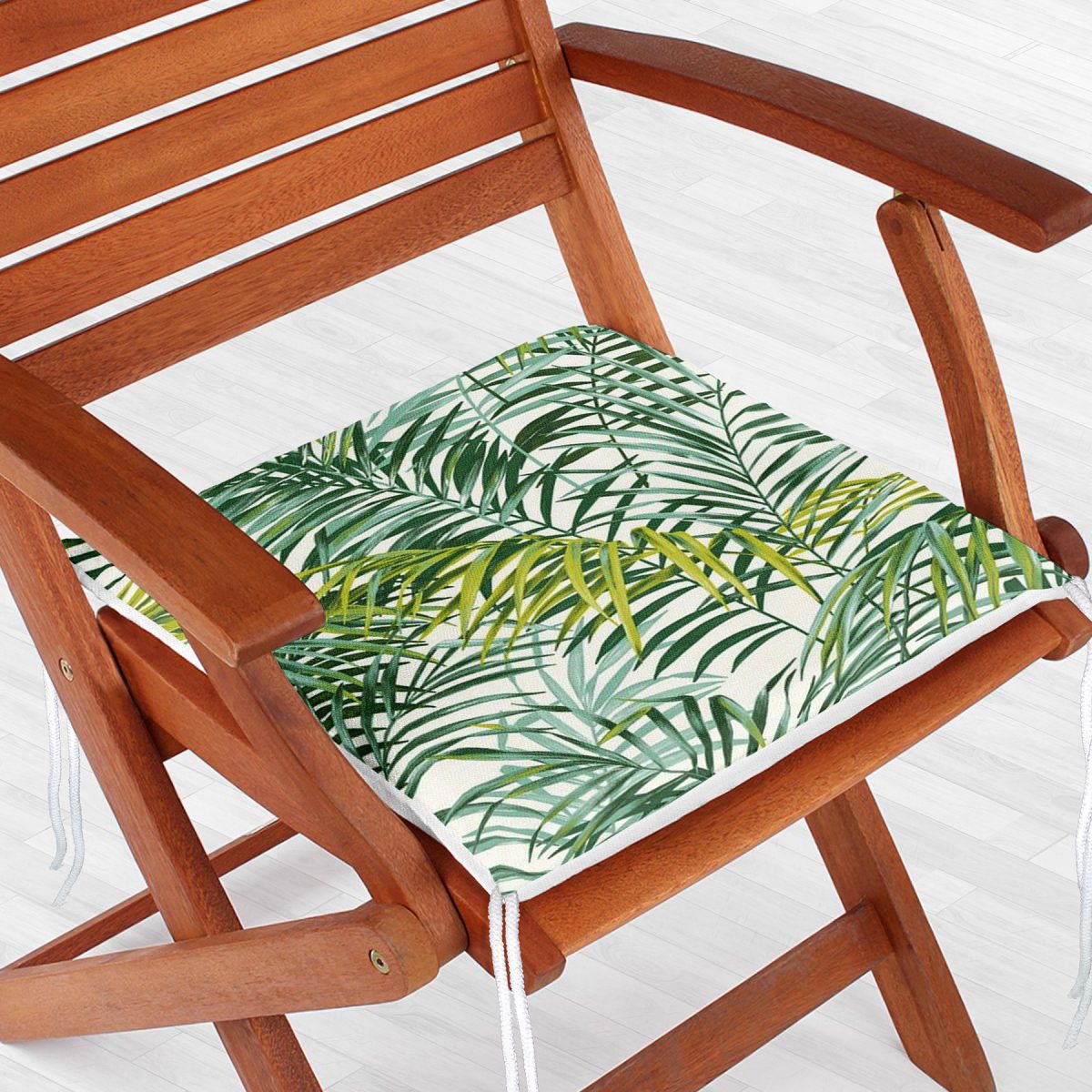 Yeşil Palmiye Yaprakları Özel Tasarımlı Dekoratif Fermuarlı Sandalye Minderi Realhomes