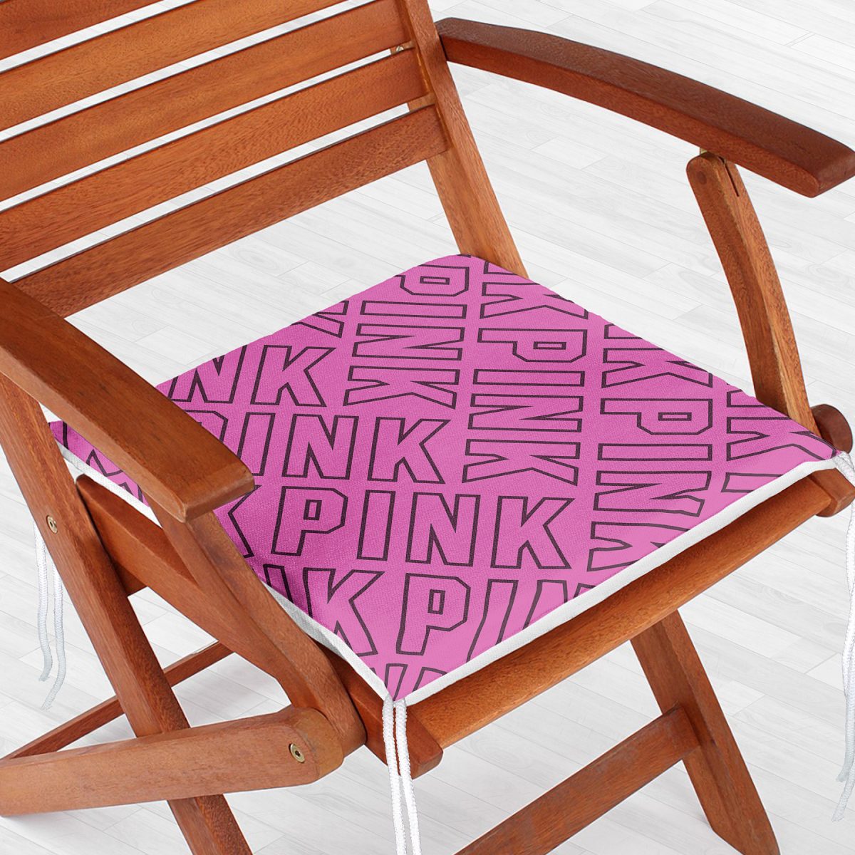 Pembe Zeminli Pink Yazılı Dekoratif Fermuarlı Sandalye Minderi Realhomes