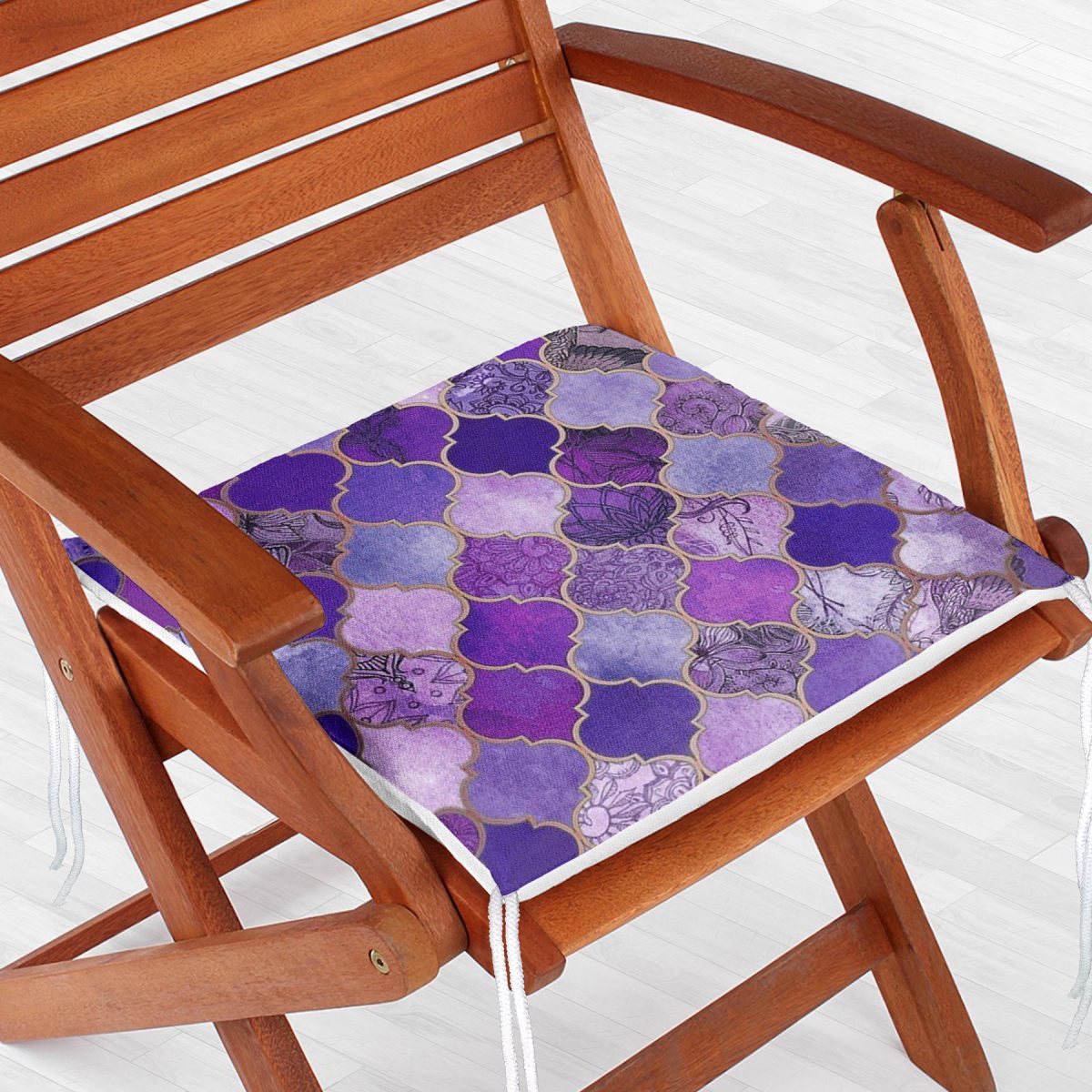 Mor Renkli Ogea Desenli Özel Tasarım Dekoratif Fermuarlı Sandalye Minderi Realhomes