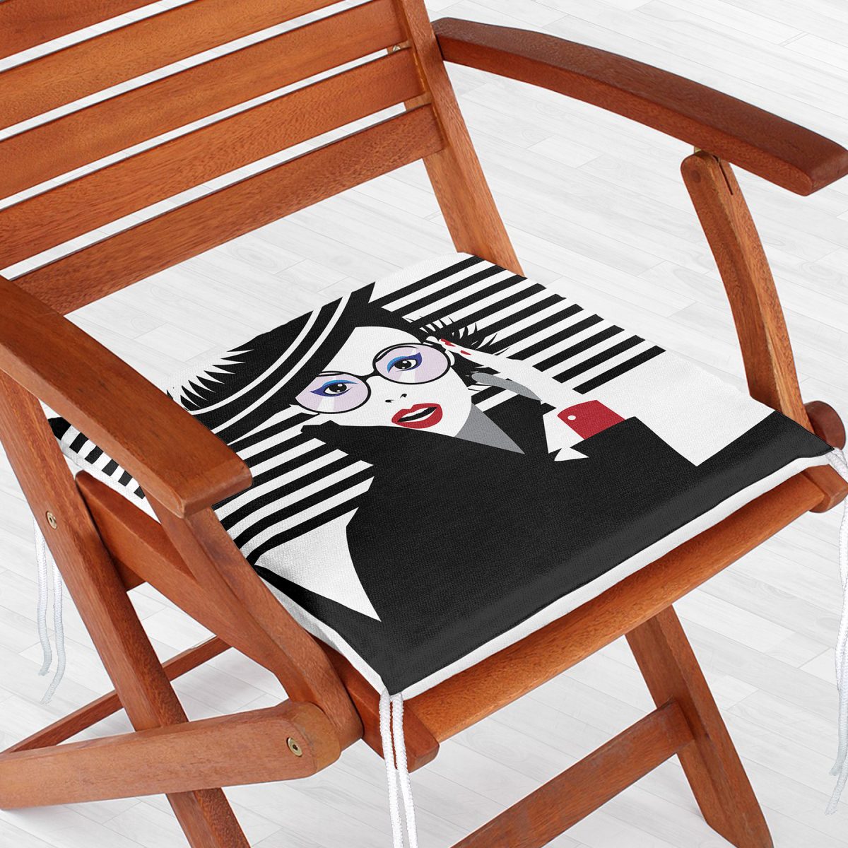 Siyah Beyaz Fashion Woman Tasarımlı Dekoratif Fermuarlı Sandalye Minderi Realhomes