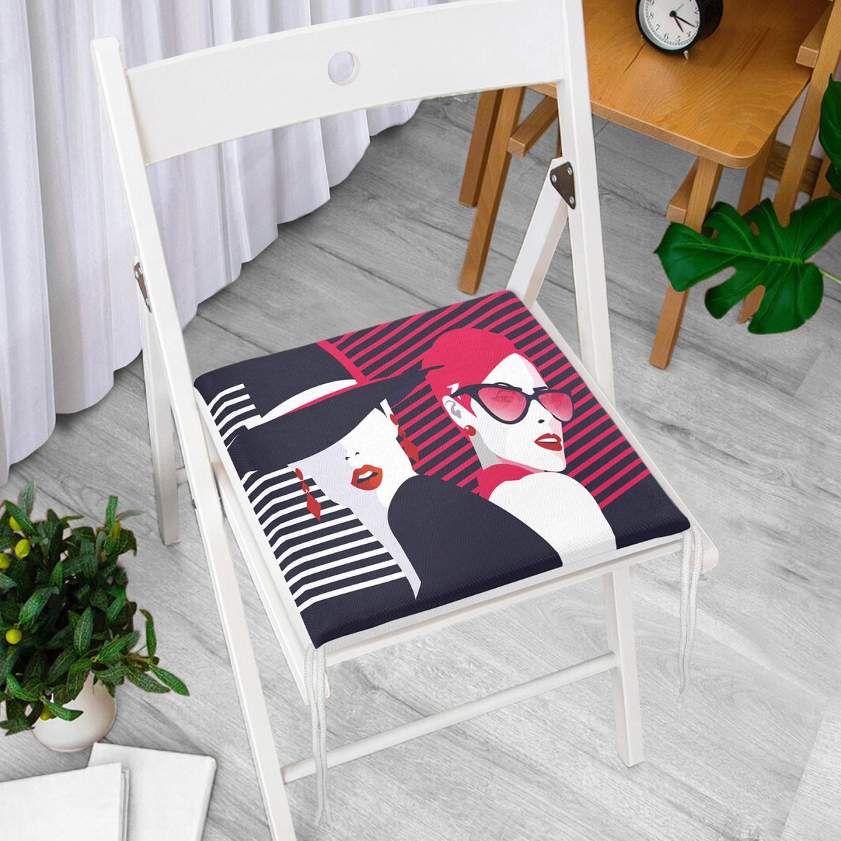 Fashion Womens Popart Modern Tasarımlı Fermuarlı Sandalye Minderi Realhomes