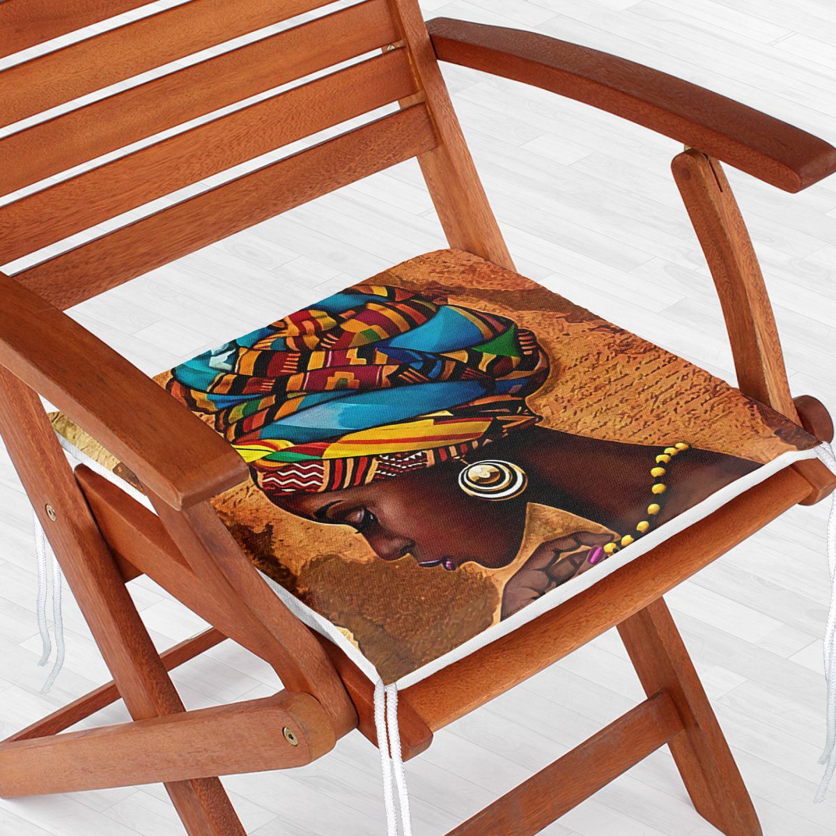 African Woman Çizimli Dijital Baskılı Modern Fermuarlı Sandalye Minderi Realhomes