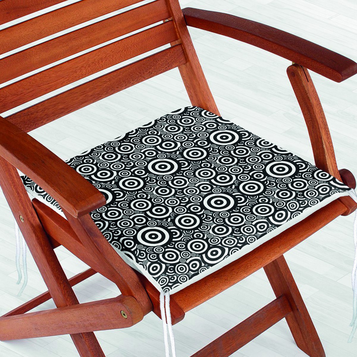 Siyah Beyaz Geometrik Yuvarlak Tasarımlı Modern Fermuarlı Sandalye Minderi Realhomes