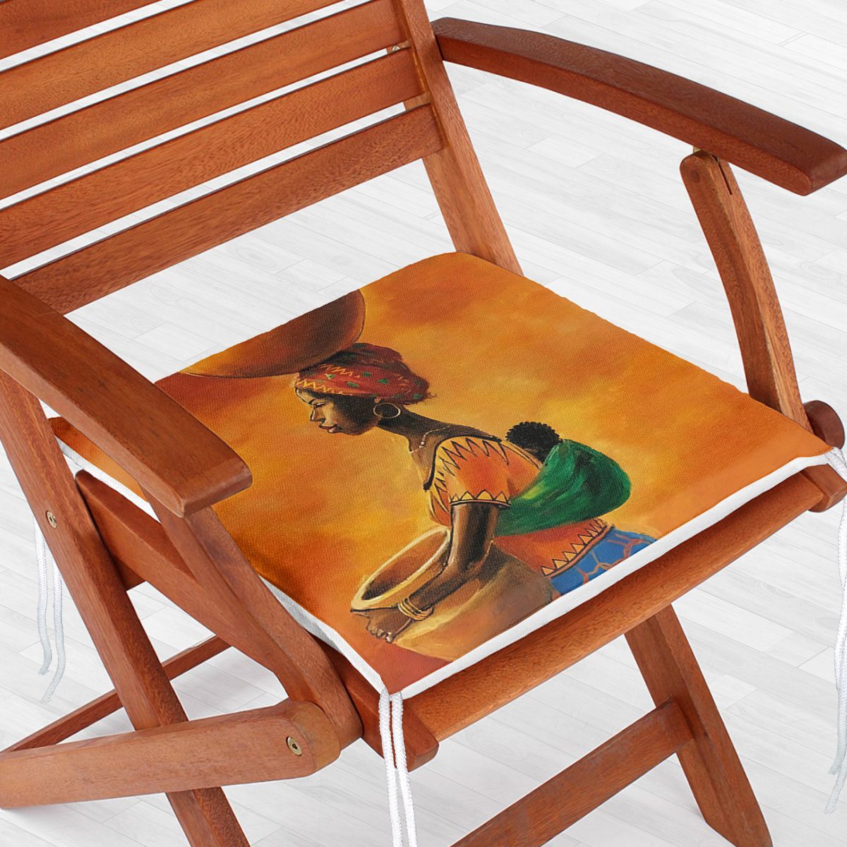 Turuncu Afrikan Women Tasarımlı Dijital Baskılı Fermuarlı Sandalye Minderi Realhomes