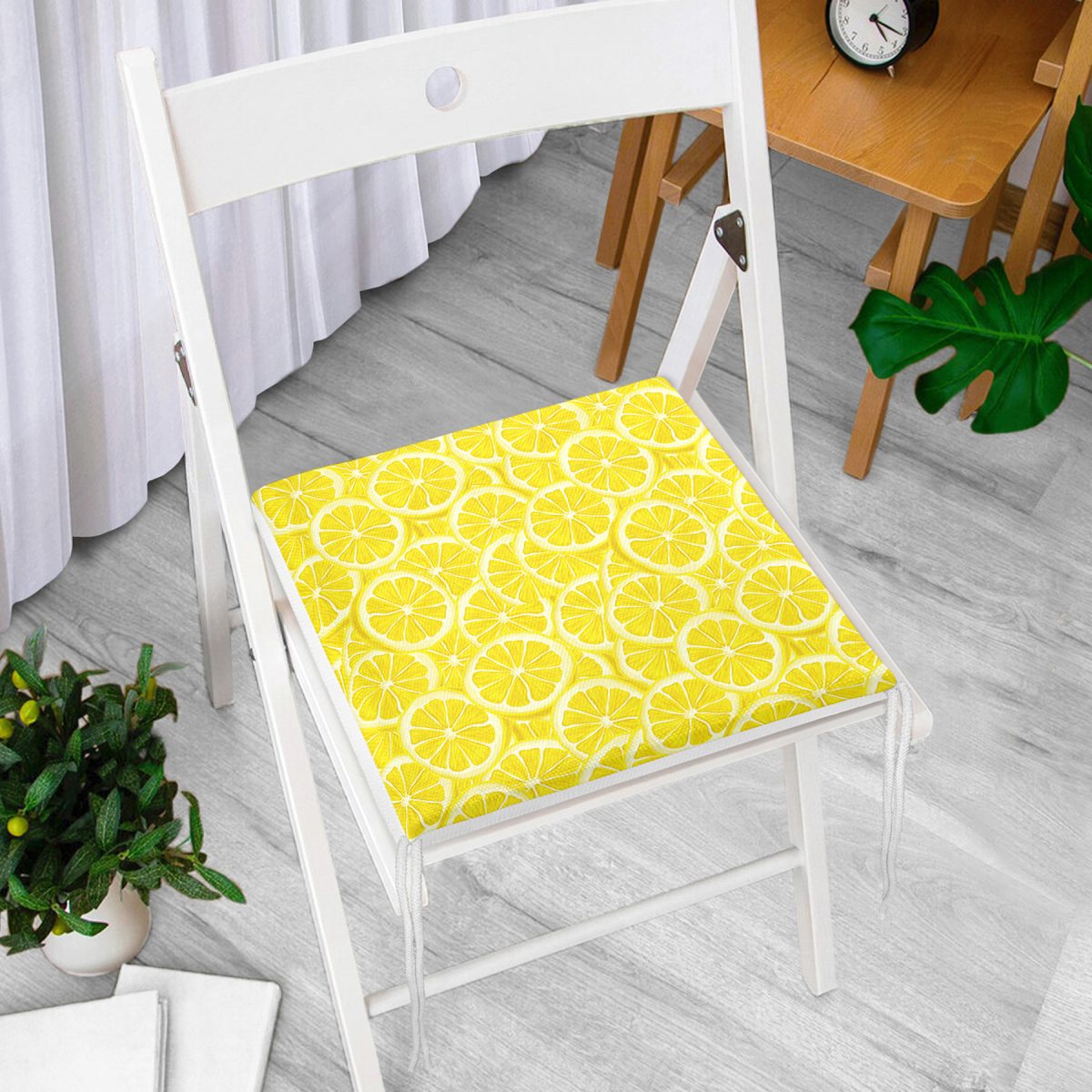Limon Konseptli Özel Tasarım 3D Dekoratif Fermuarlı Sandalye Minderi Realhomes