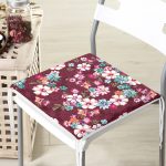 Realhomes Fusya zeminde Beyaz Çiçekler Dijital Baskılı Fermuarlı Sandalye Minderi Realhomes