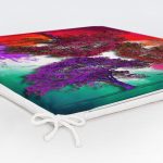 Realhomes Renkli Zeminde Mor Ağaçlar Özel Tasarım Dijital Baskılı Modern Fermuarlı Sandalye Minderi Realhomes