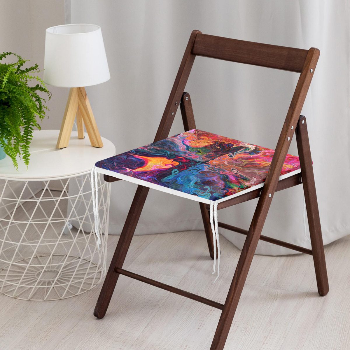 Realhomes Sulu Boya Desenli Özel Tasarım Dijital Baskılı Modern Fermuarlı Sandalye Minderi Realhomes