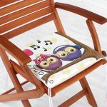 Baykuş Desenli Dekorati Kare Sandalye Minderi 40x40cm ermuarlı Realhomes