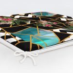 Siyah Geometrik Özel Tasarım Fermuarlı Sandalye Minderi Realhomes