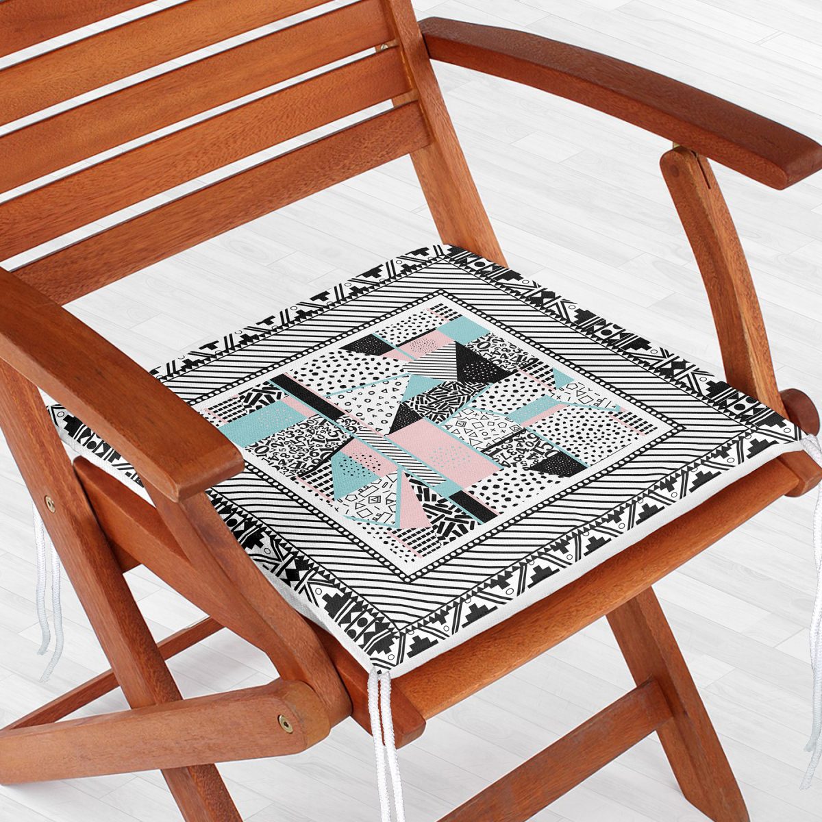 Modern Desenli Özel Tasarım Dijital Baskılı  Fermuarlı Sandalye Minderi Realhomes