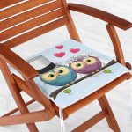 Baykuş Desenli Dekorati Kare Sandalye Minderi 40x40cm Fermuarlı Realhomes