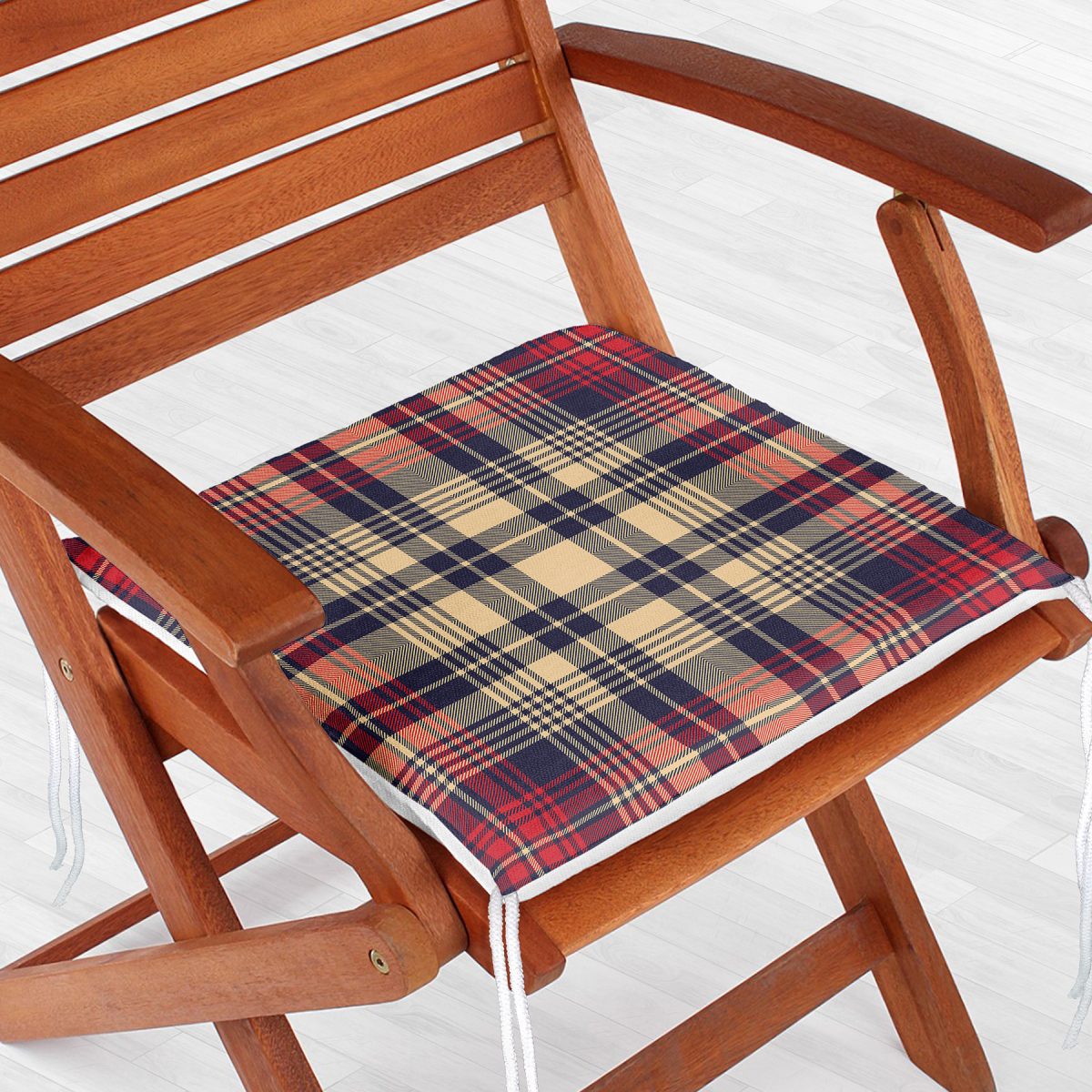 Ekose Çizgiler Motifli Özel Tasarım Fermuarlı Sandalye Minderi Realhomes