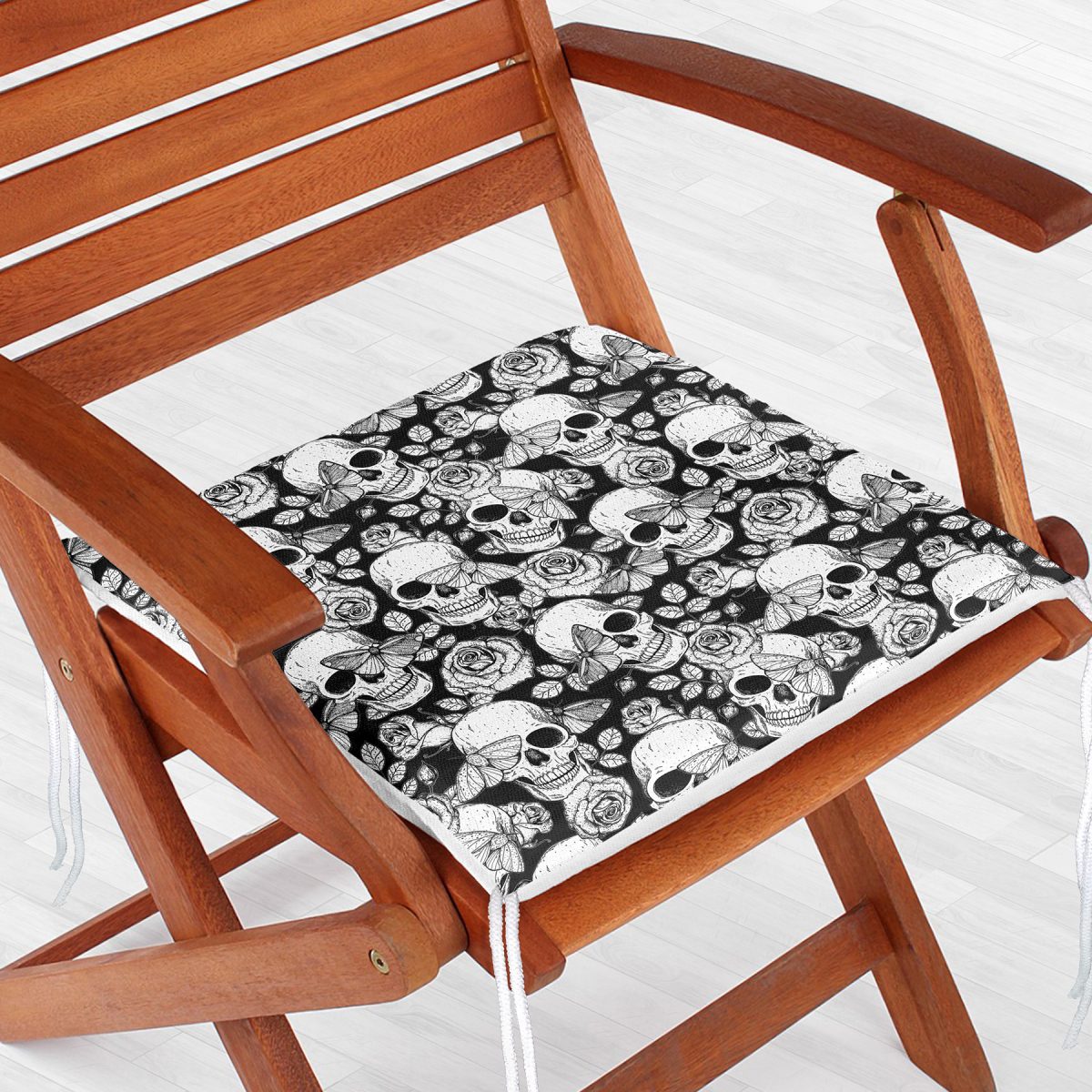 Kuru Kafa ve Kelebek Tasarımlı Fermuarlı Sandalye Minderi Realhomes