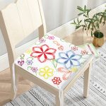 Realhomes Beyaz Zeminli Rengarenk Çiçekler Dijital Baskılı Modern Sandalye Minderi Realhomes