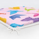 Realhomes Pembe Zeminli Origami Sanatı Dijital Baskılı Modern Sandalye Minderi Realhomes