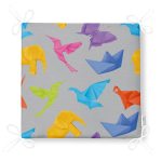 Realhomes Gri Zeminli Origami Sanatı Dijital Baskılı Modern Sandalye Minderi Realhomes