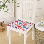 Realhomes Mavi Zeminde Uğurböceği Dijital Baskılı Modern Sandalye Minderi Realhomes