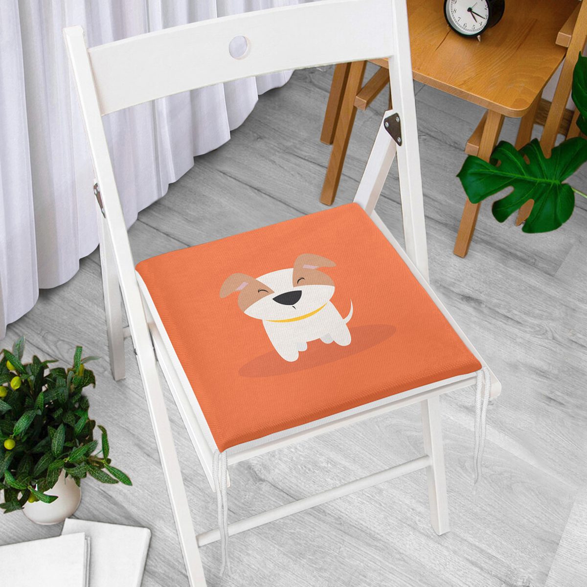 Realhomes Köpek Desenli Dijital Baskılı Modern Fermuarlı Sandalye Minderi Realhomes
