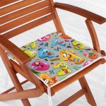 Realhomes Renkli Sayılar Dijital Baskılı Modern Fermuarlı Sandalye Minderi Realhomes