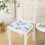 Realhomes Mavi Zeminde Unicorn Gökkuşağı Dijital Baskılı Modern Fermuarlı Sandalye Minderi Realhomes