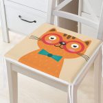 Realhomes Renkli Kedi Dijital Baskılı Modern Fermuarlı Sandalye Minderi Realhomes