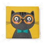 Realhomes Renkli Kedi Dijital Baskılı Modern Fermuarlı Sandalye Minderi Realhomes