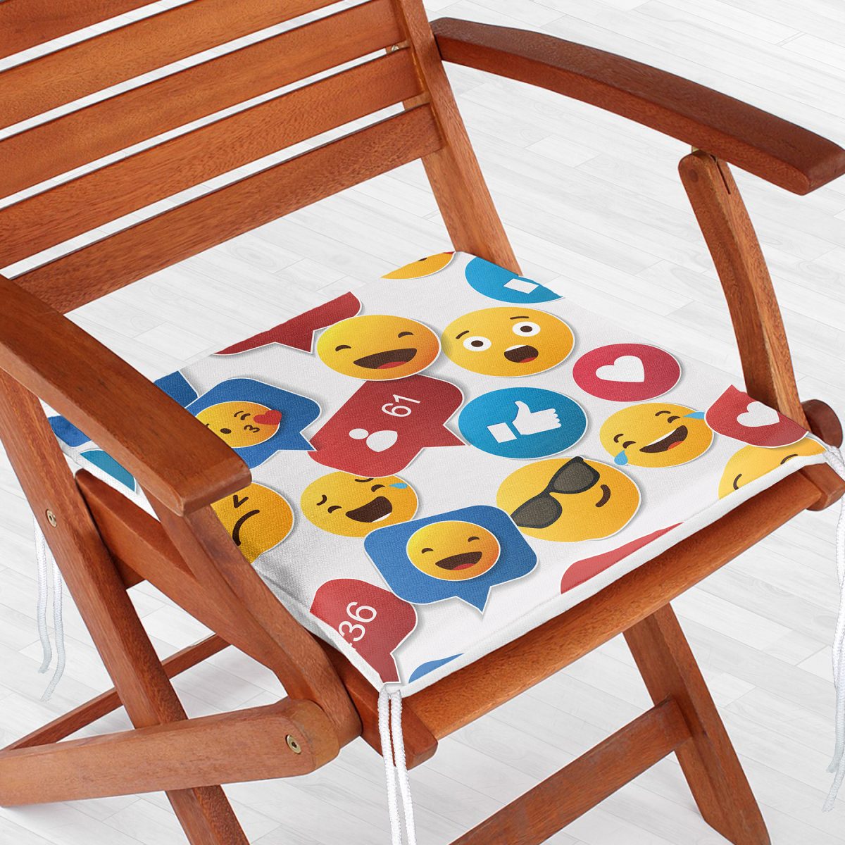 Realhomes Emoji ve Like Dijital Baskılı Modern Sandalye Minderi Realhomes